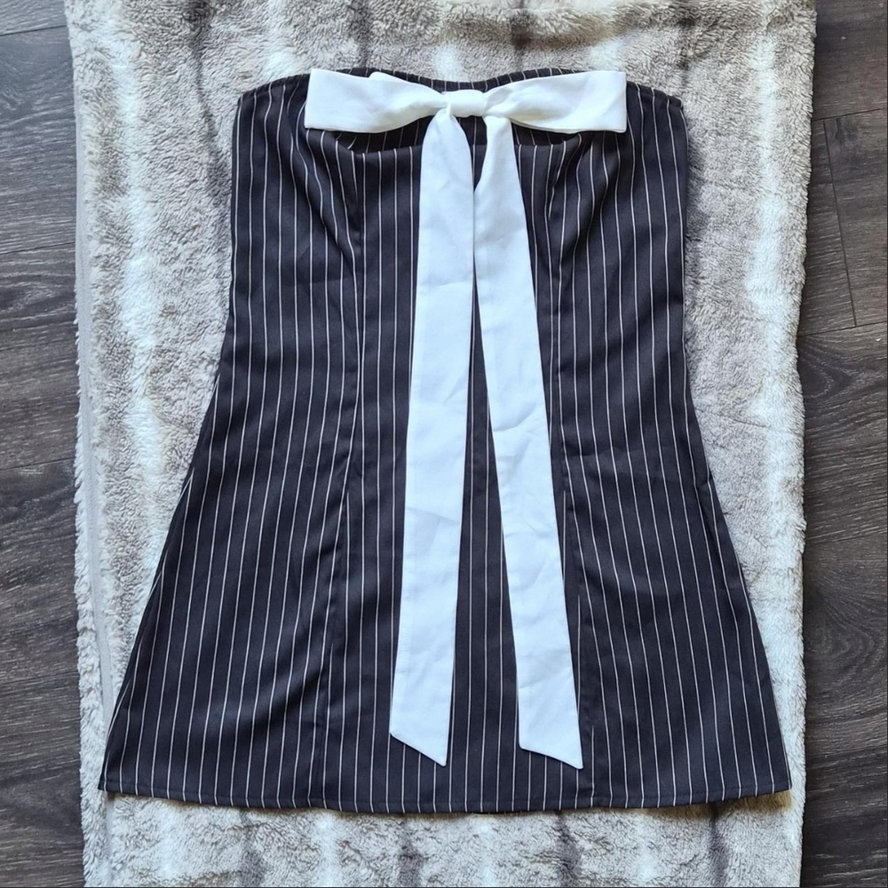 Black and White Pinstripe Mini Dress